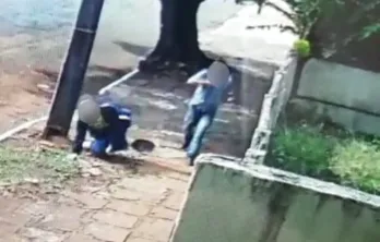 Câmera flagra ladrão que caiu e quebrou a perna em Apucarana