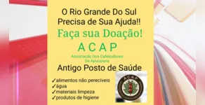 Associação dos cafeicultores arrecada doações para o Rio Grande do Sul