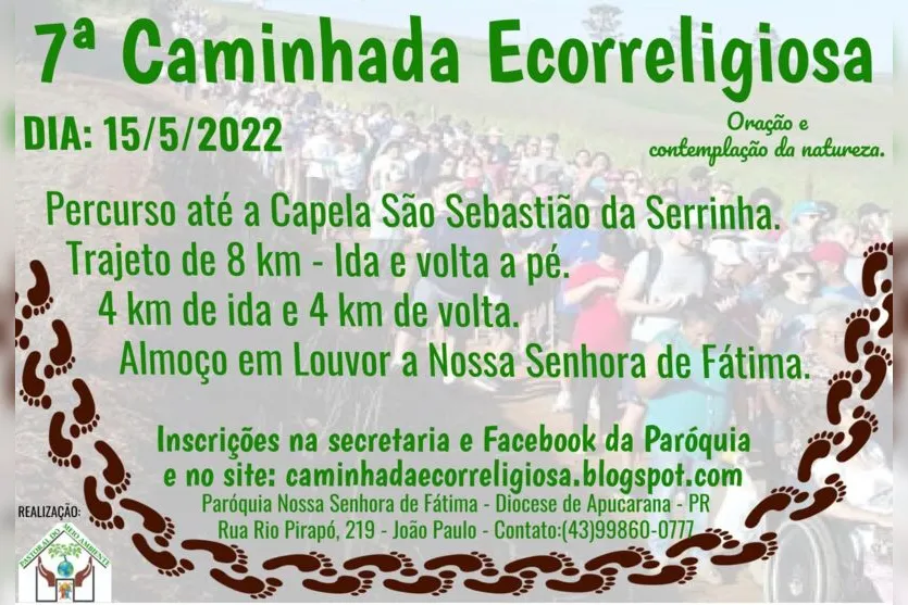 7ª Caminhada Ecorreligiosa será realizada em Apucarana