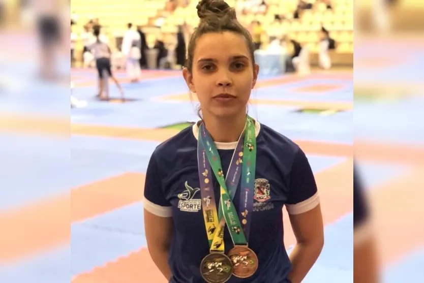  A jovem conquistou a terceira colocação no Kumite individual e  quarto lugar no Kata individual 
